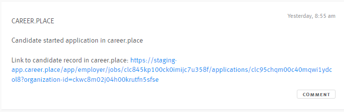 career.place note on candidate profile in Lever