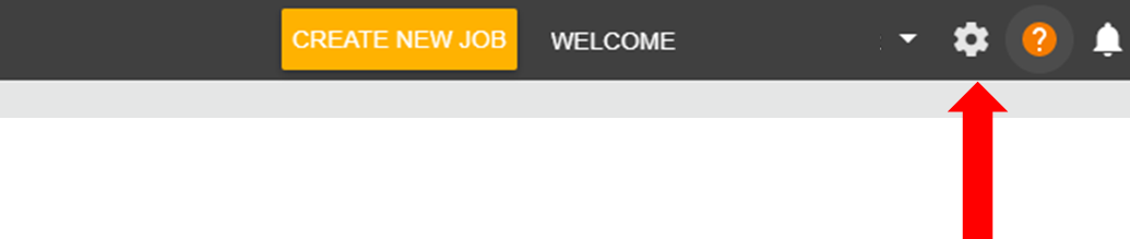 Arrow pointing to gear icon in career.place platform header